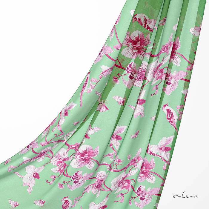 ‘ORCHID RHAPSODY’ Silk Cotton Scarf