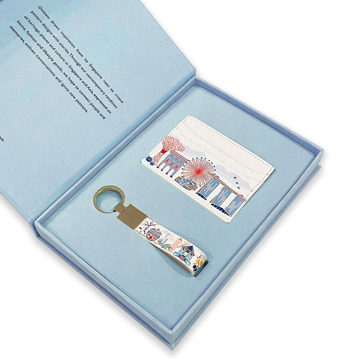 'Spectacular Singapore’ Leather Card Sleeve & Key Chain Set