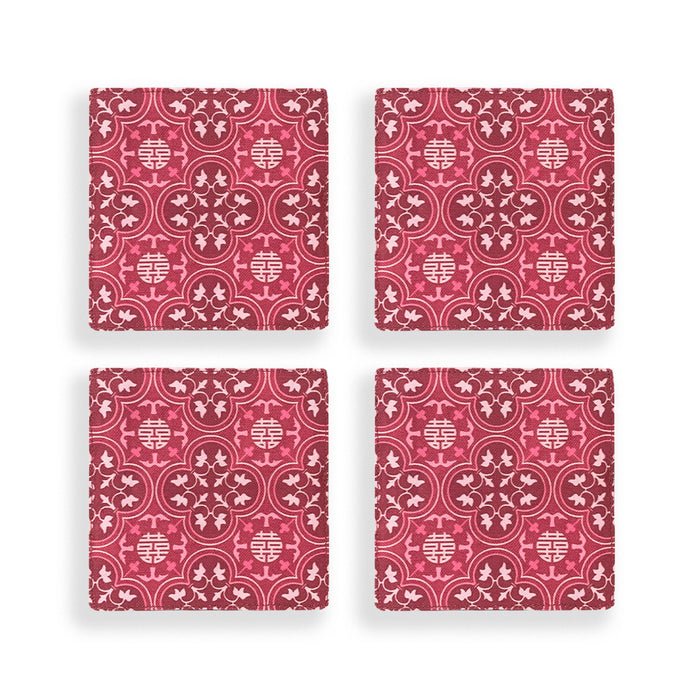 ‘DOUBLE HAPPINESS – PERANAKAN TILE’ Fabric Coasters